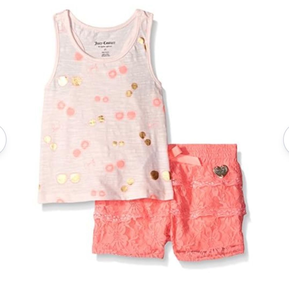 Juicy Couture pink‎ gold&  2 piece matching outfit size 12 months NWT
